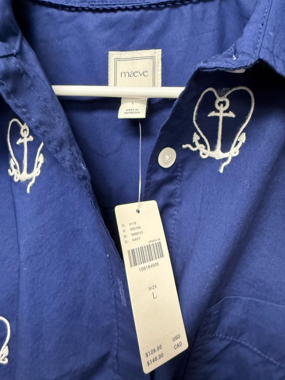 Maeve Shrunken Bennet Buttondown Navy Anchor - Picture 5 of 7